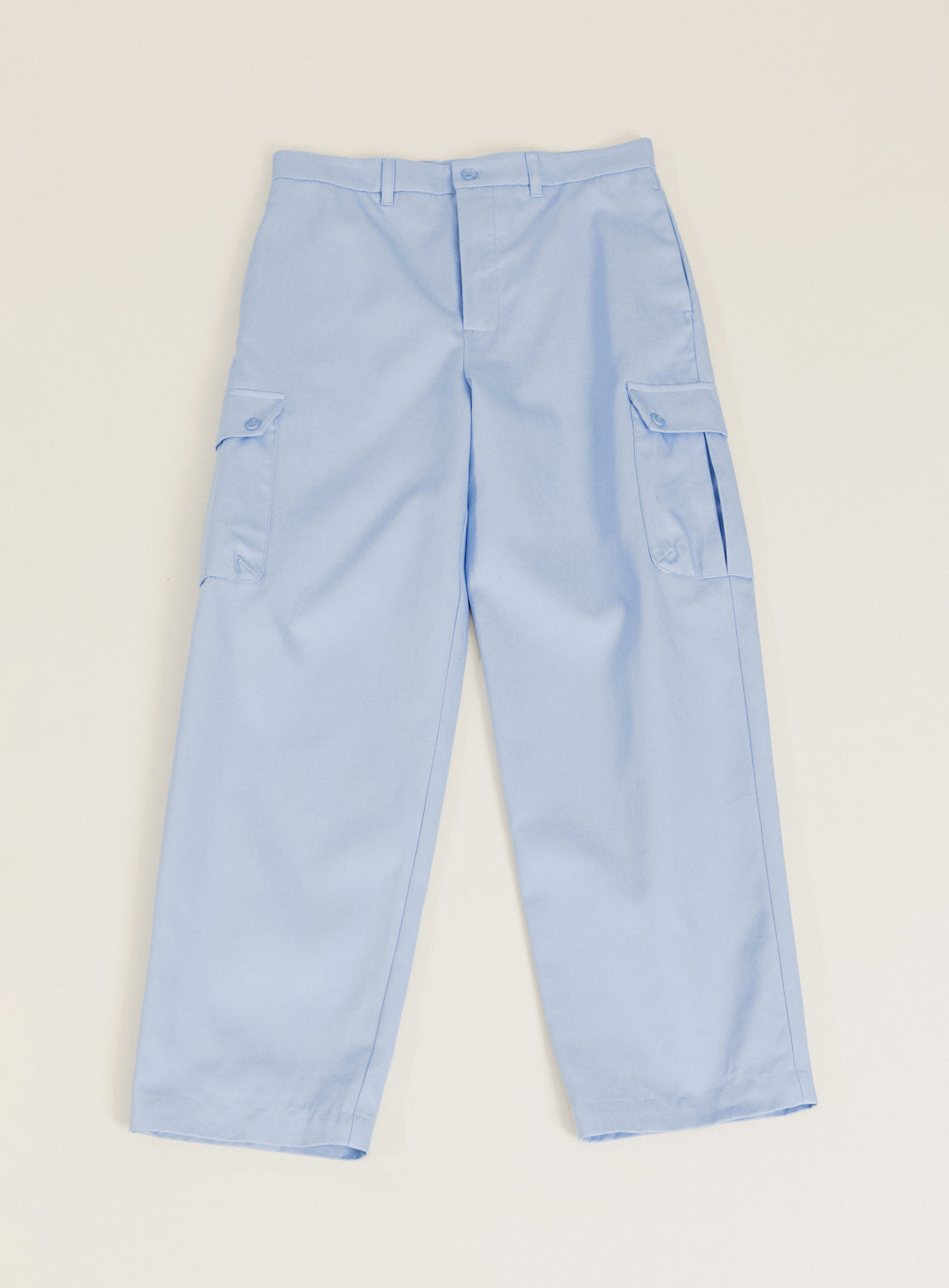 Pantalon Cargo en Gabardine de Coton Bleu Ciel