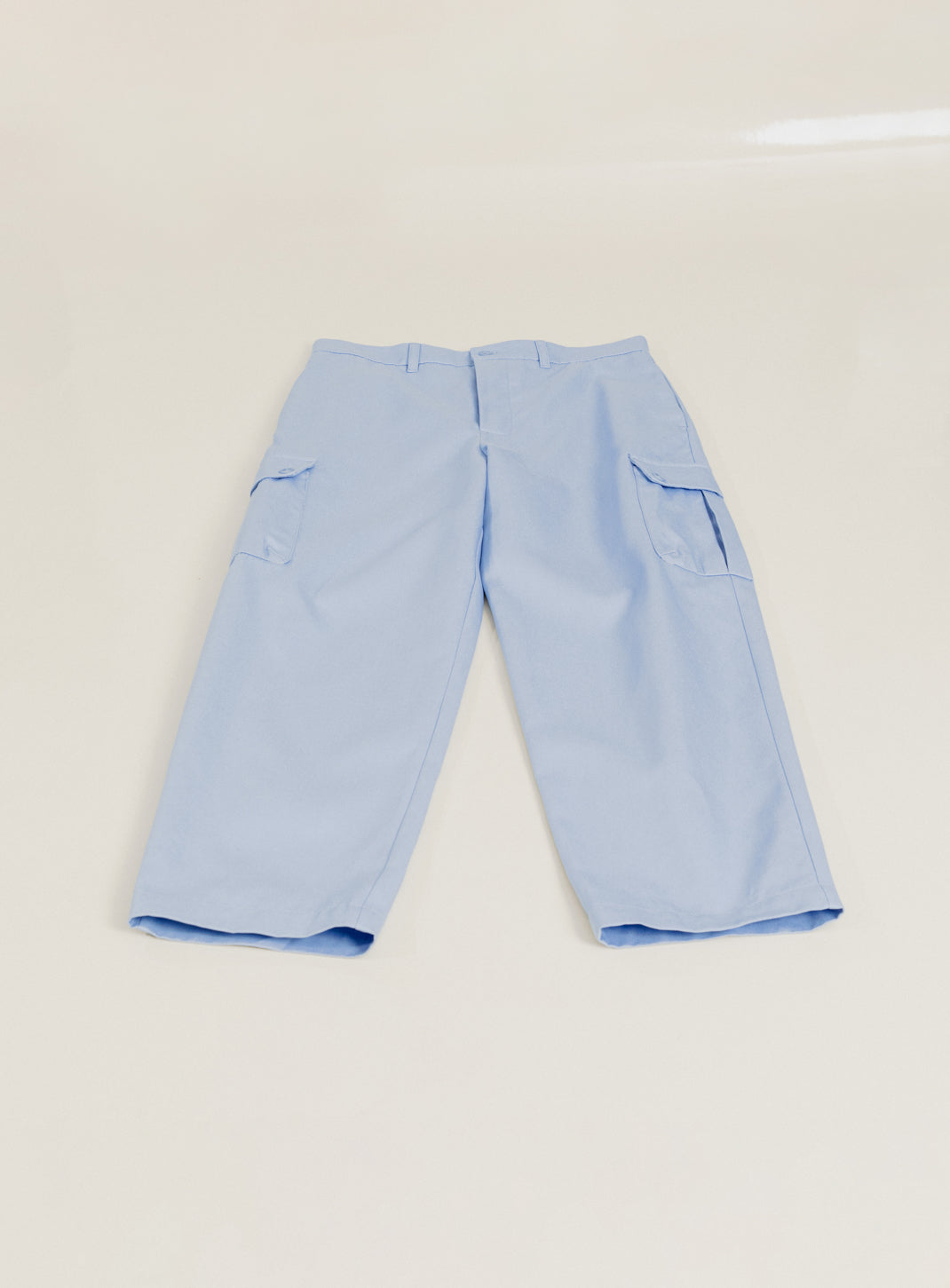 Pantalon Cargo en Gabardine de Coton Bleu Ciel