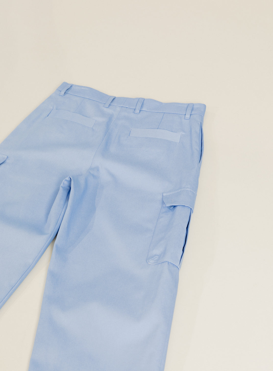 Pantalon Cargo en Gabardine de Coton Bleu Ciel