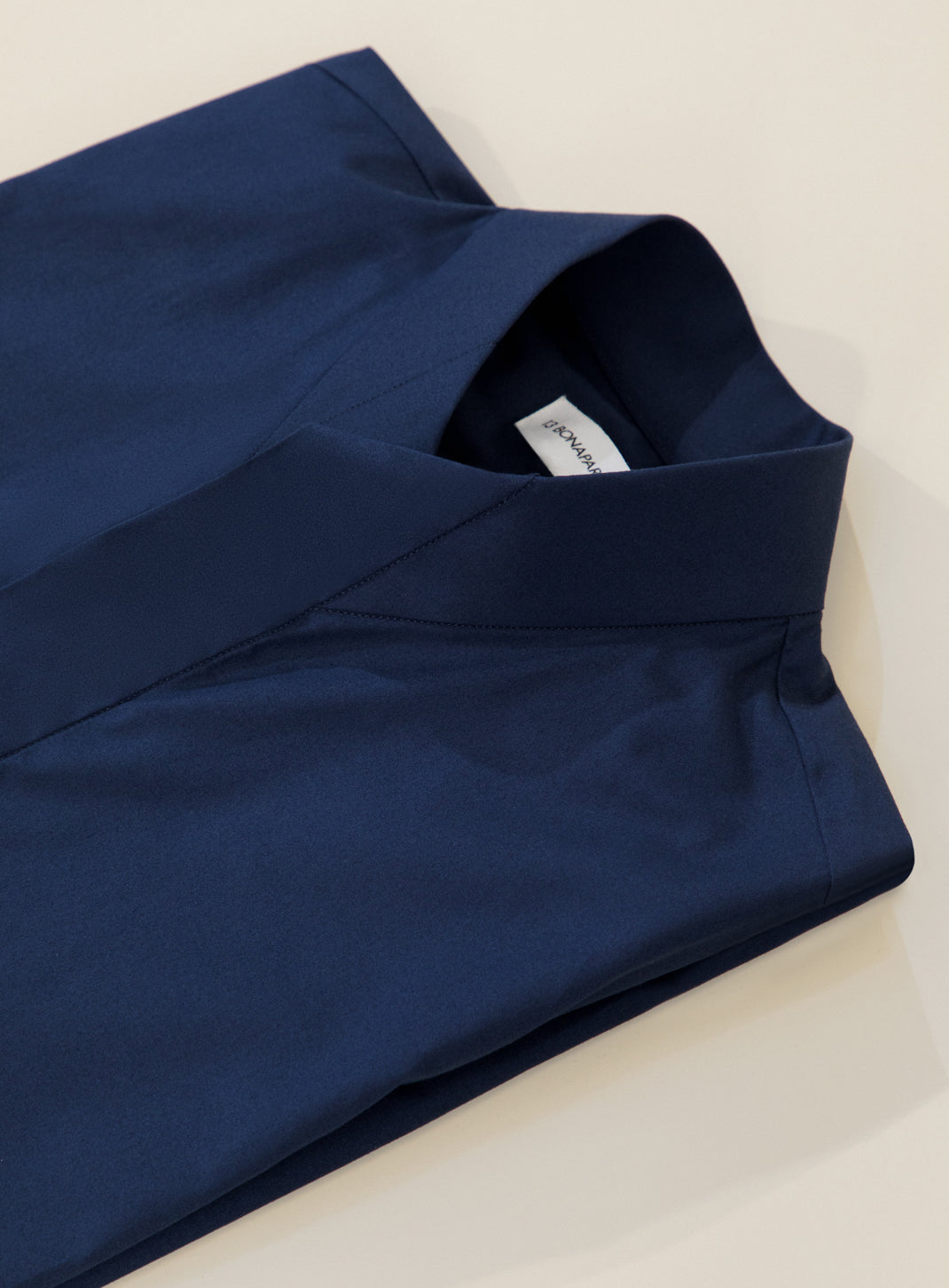 Chemise à Col Origami en Popeline Bleu Marine