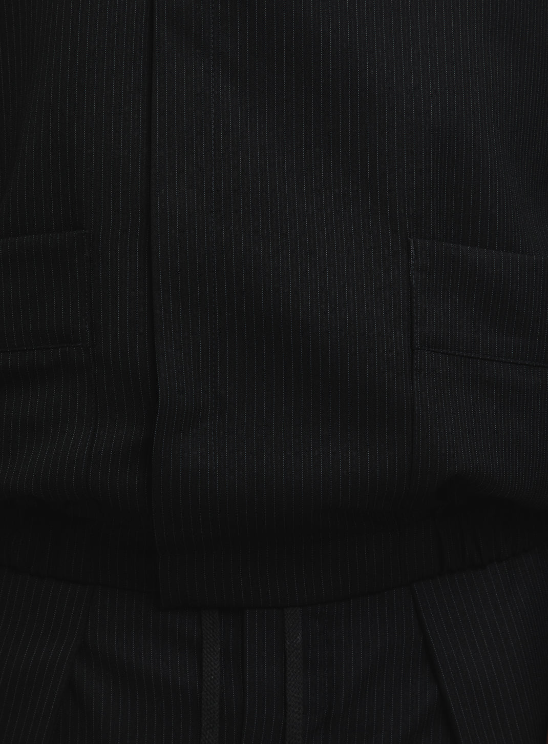 Bomber Kimono en Serge Noir à Fines Rayures