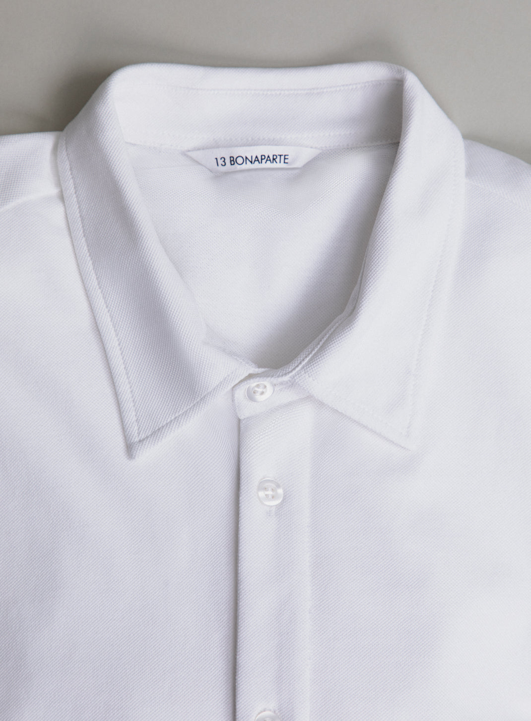 Chemisette à Patte Polo en Piqué de Coton Blanc