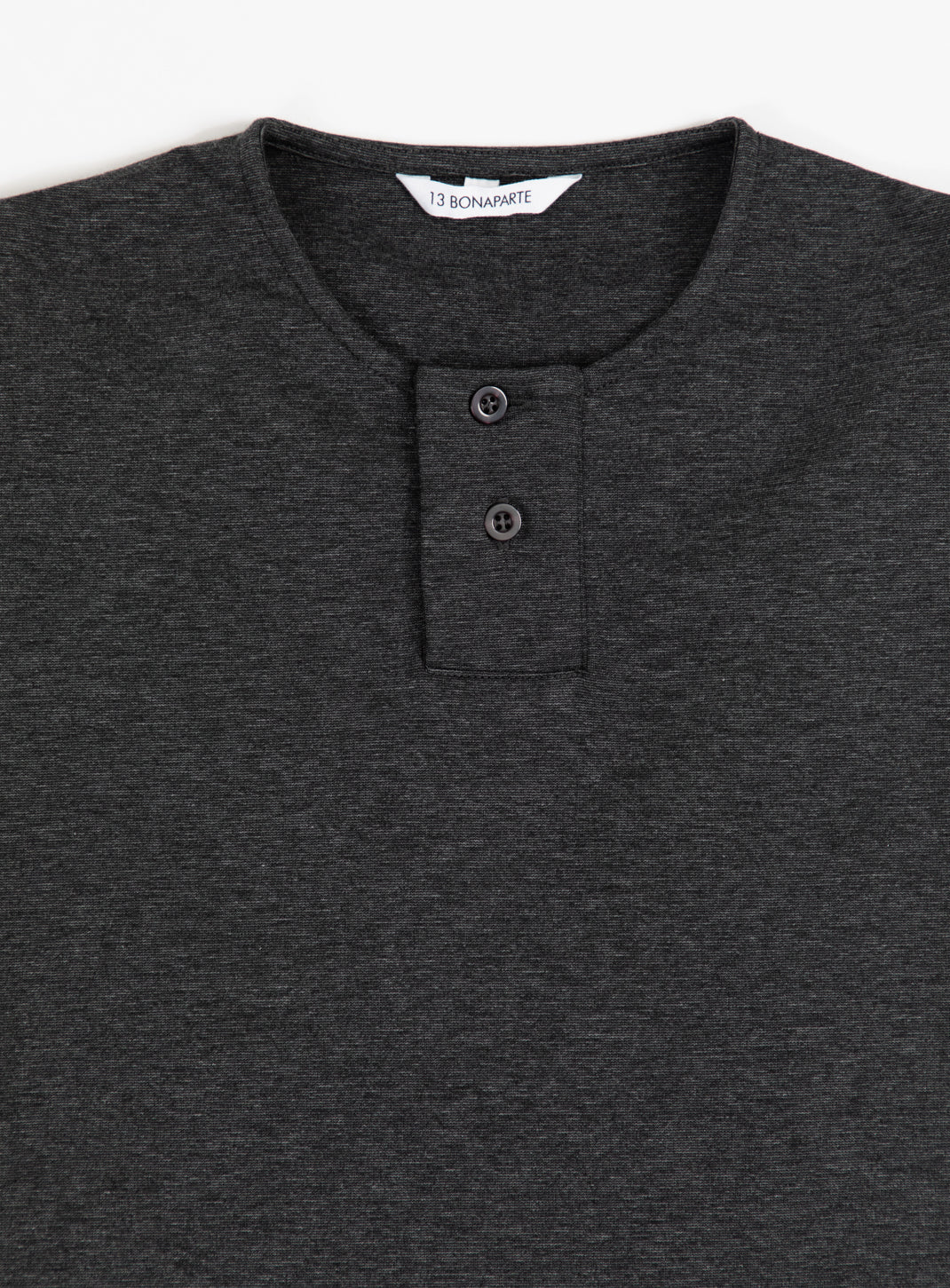 T-Shirt 2 Buttons en Maille Technique Gris Anthracite Chiné