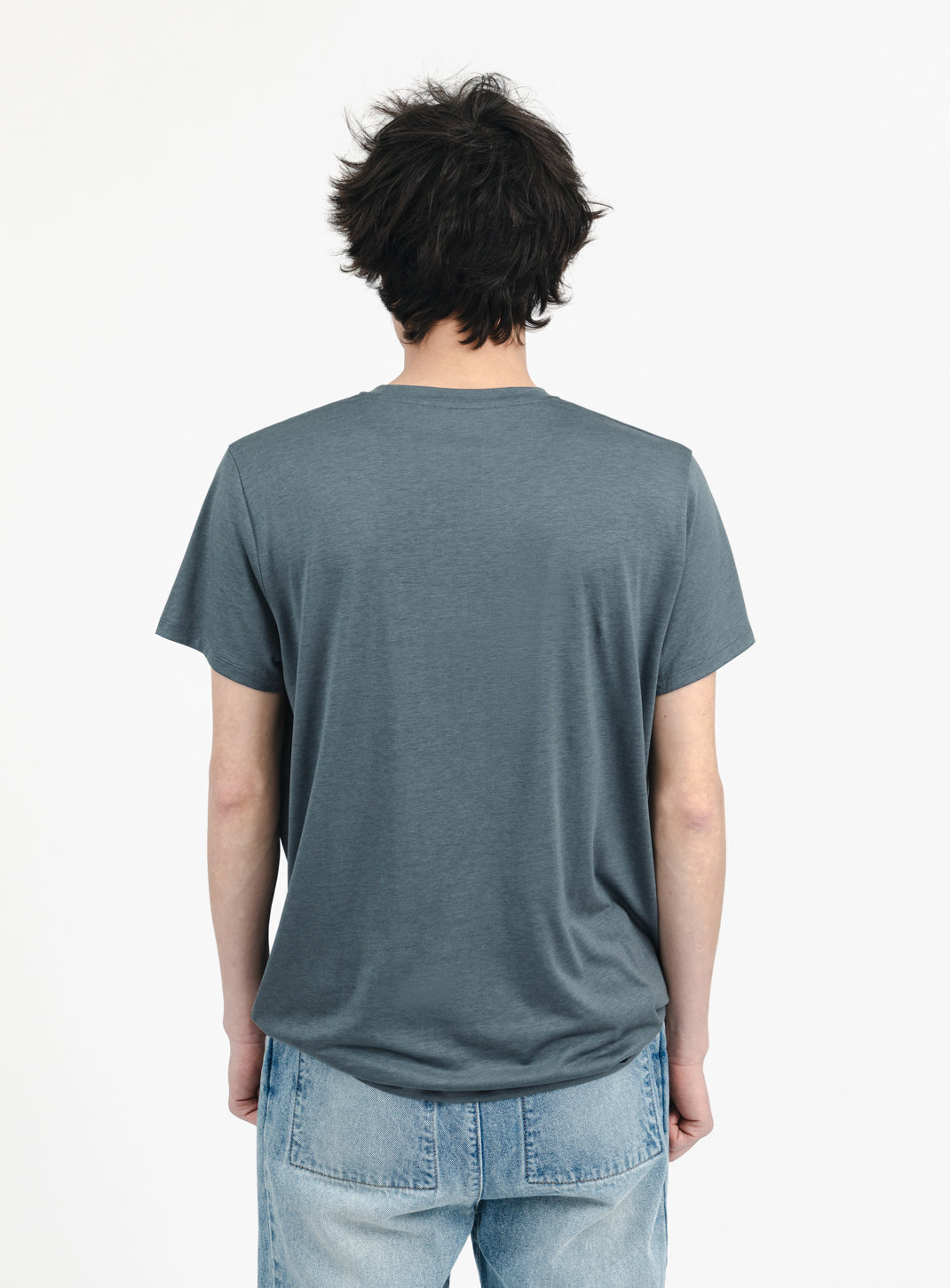 T-Shirt à Manches Courtes en Eucalyptus & Coton Gris Plomb