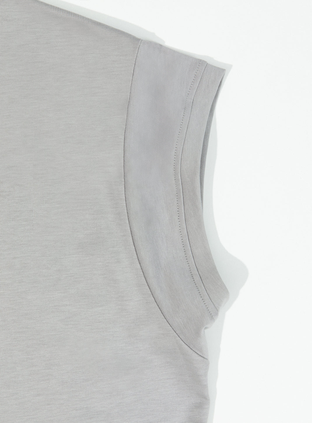 T-Shirt sans Manches en Eucalyptus & Coton Gris Perle