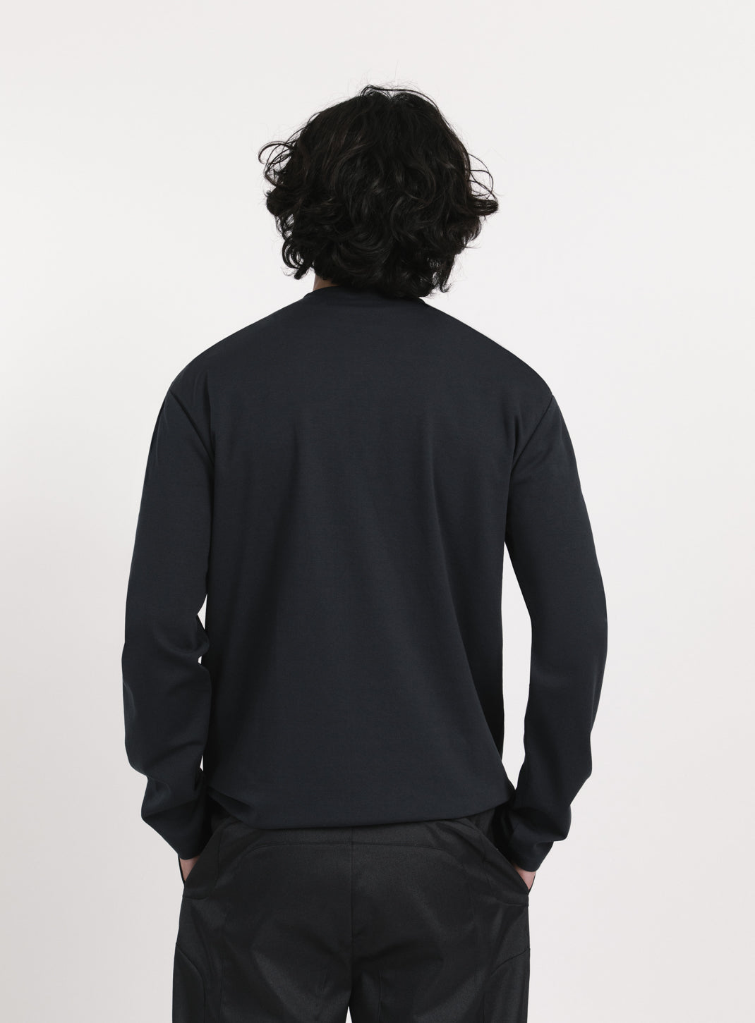 T-Shirt 2 Boutons en Maille Technique Bleu Marine