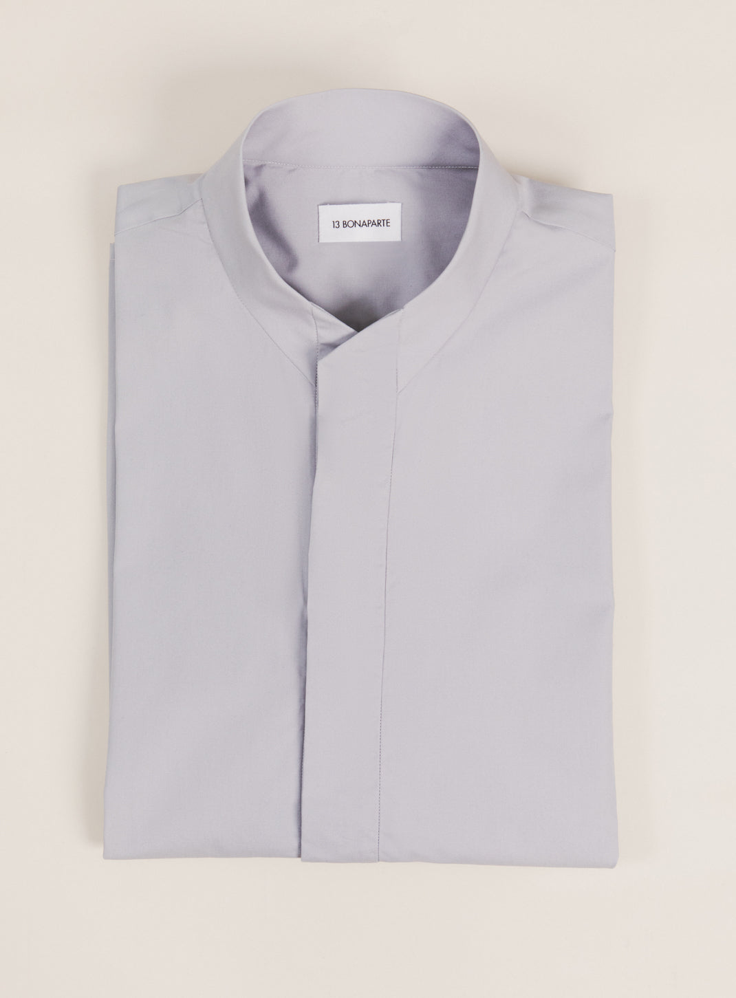 Chemise à Col Origami en Popeline Gris Perle