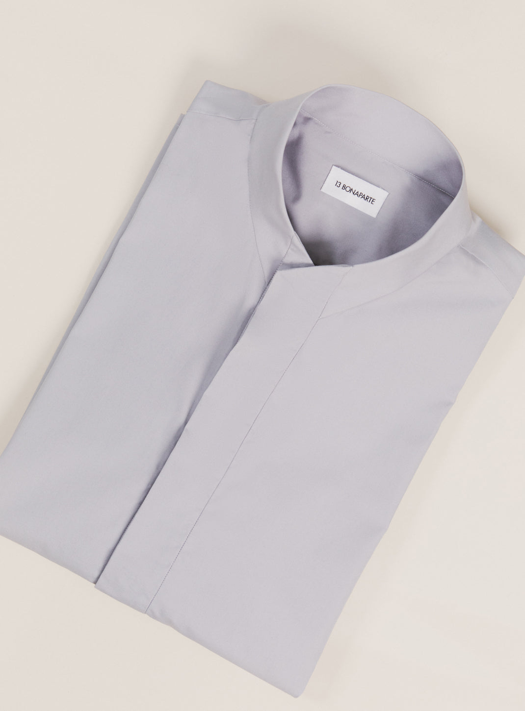 Chemise à Col Origami en Popeline Gris Perle