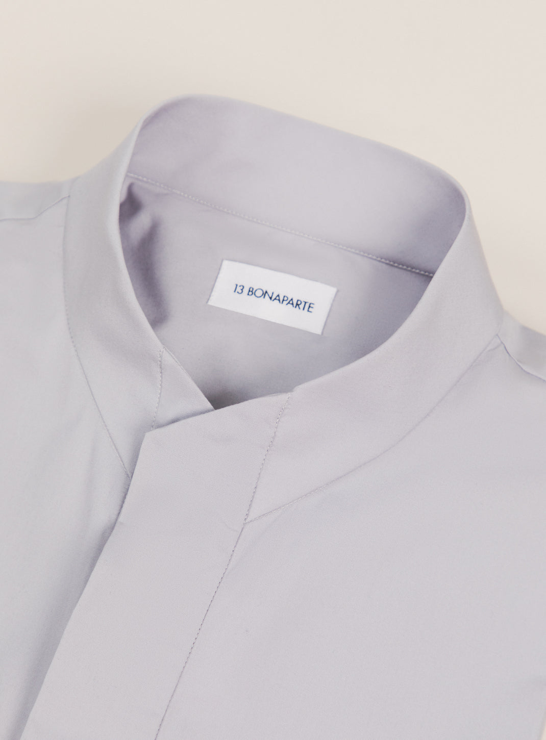 Chemise à Col Origami en Popeline Gris Perle