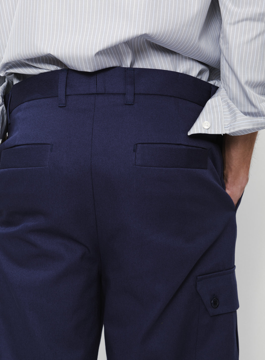 Pantalon Cargo en Gabardine de Coton Violet-Bleu