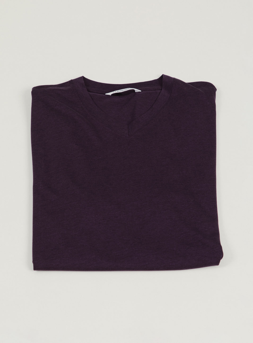 T-Shirt à Manches Courtes avec Col V en Eucalyptus & Coton Aubergine