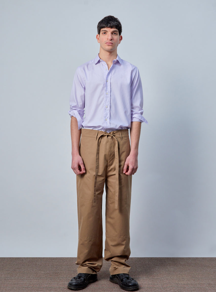 Military Pants in Coffee Cotton Twill