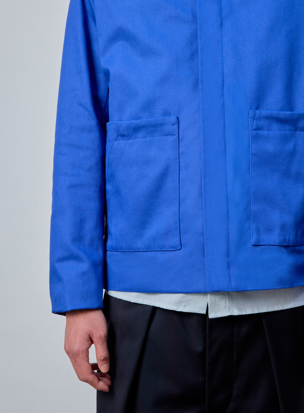 Safari Jacket in Electric Blue Cotton Gabardine