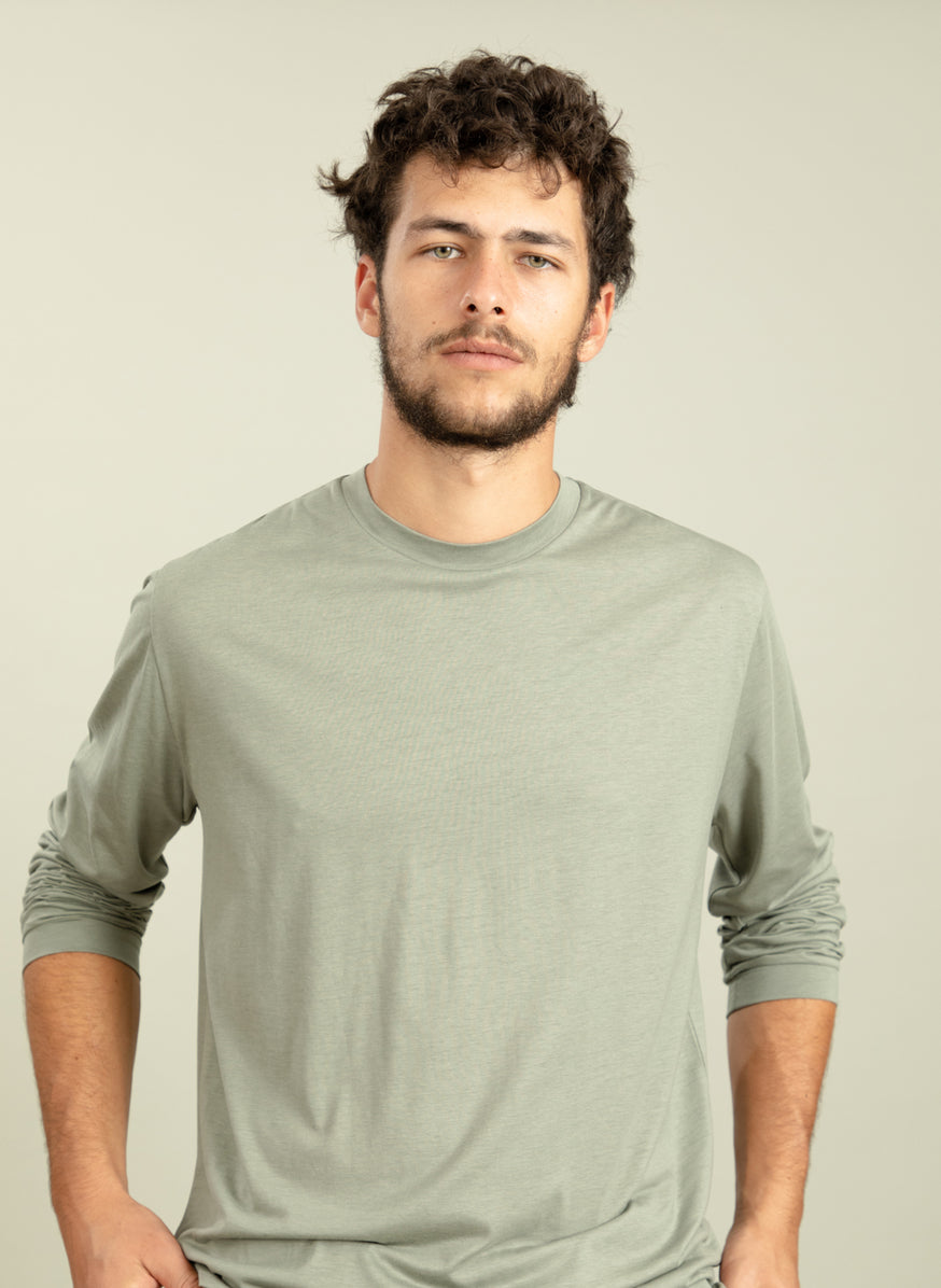 Long Sleeve T-Shirt in Clay Eucalyptus & Cotton
