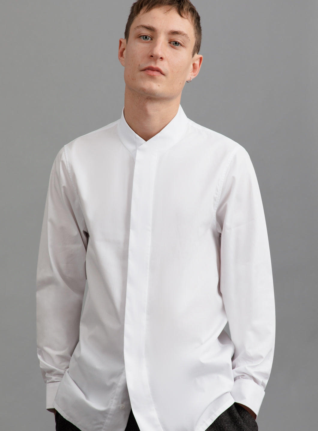 Origami Collar Shirt in White Poplin