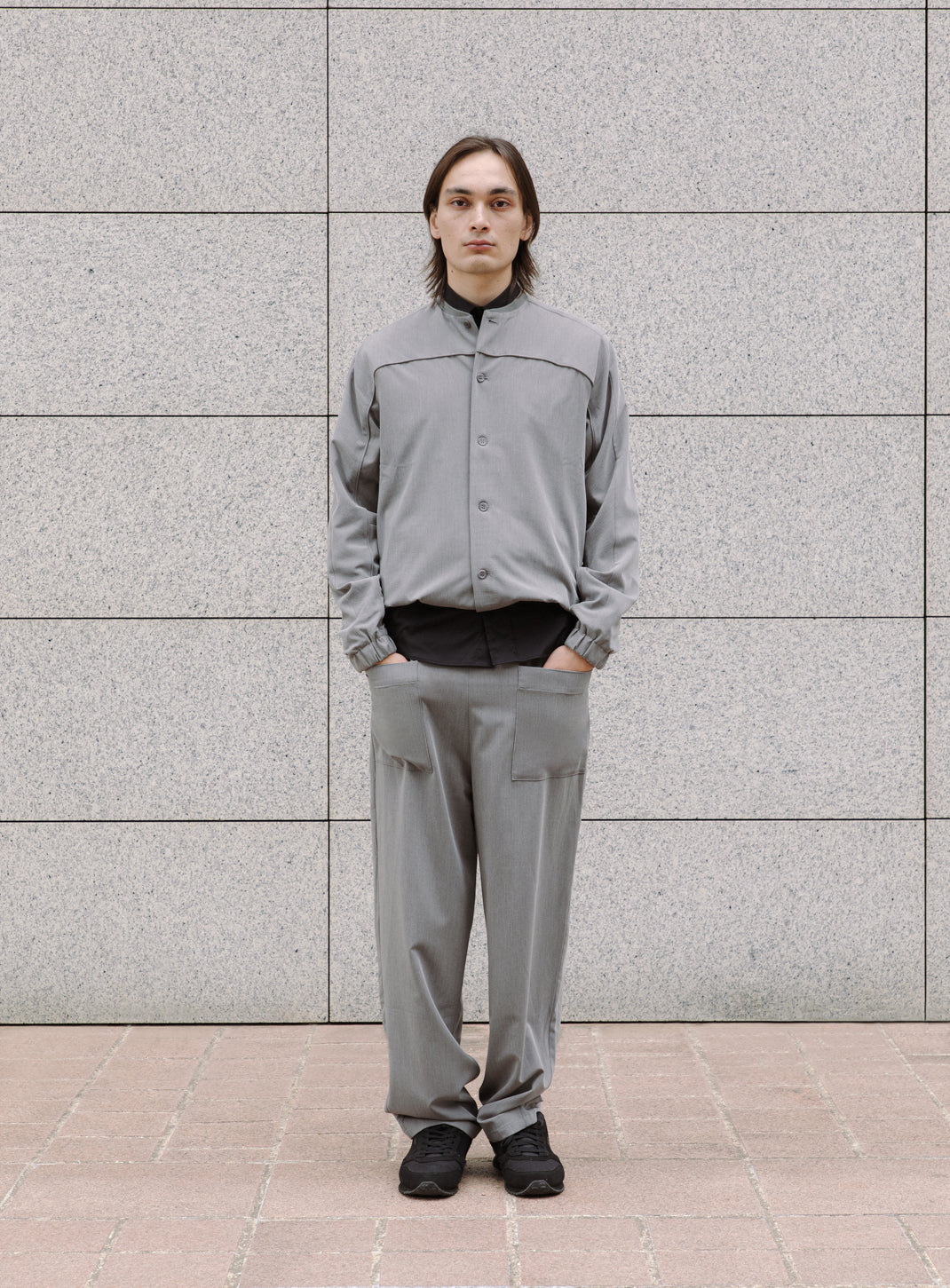 Varsity Jacket in Taupe Grey Serge