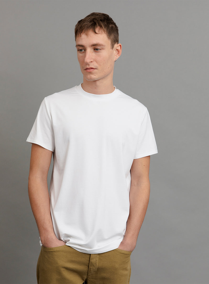Short Sleeve T-Shirt in White Eucalyptus, Cotton & Spandex