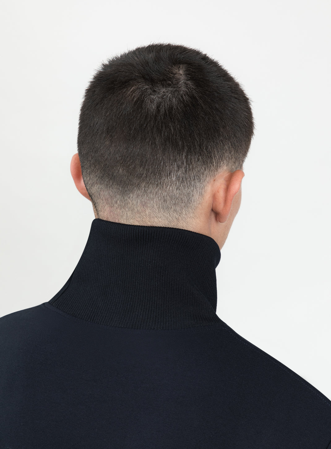 Sweat à Col Cheminée en Maille Technique Bleu Marine