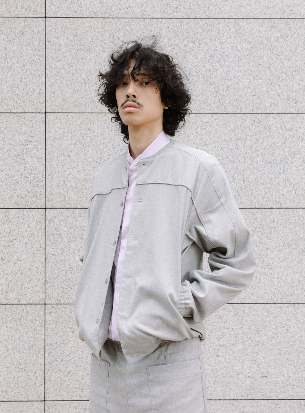 Varsity Jacket in Gravel Grey Serge