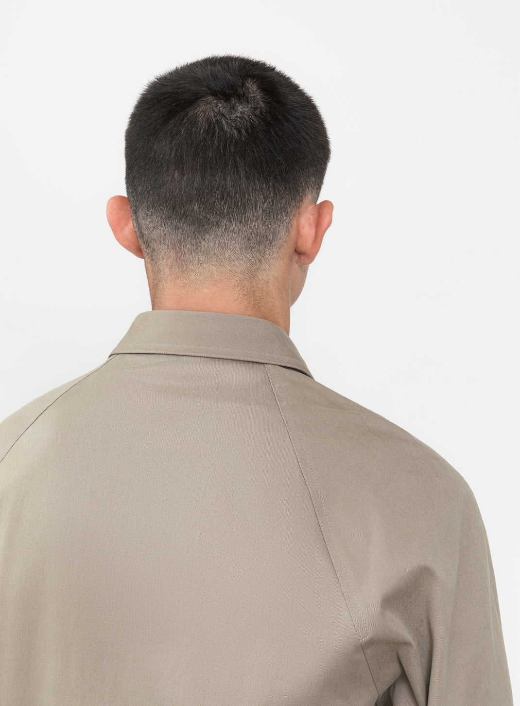 Raglan Sleeve Overshirt in Sand Cotton Gabardine
