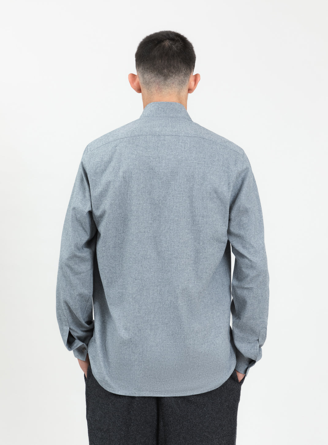 Origami Collar Shirt in Heather Gray Cotton Flannel
