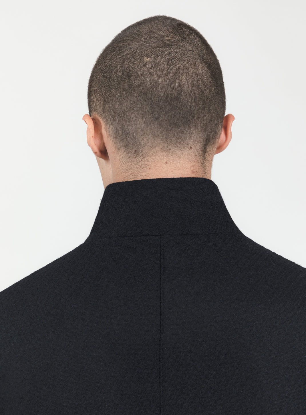 Blouson-Saharienne en Laine & Cachemire Bleu Marine