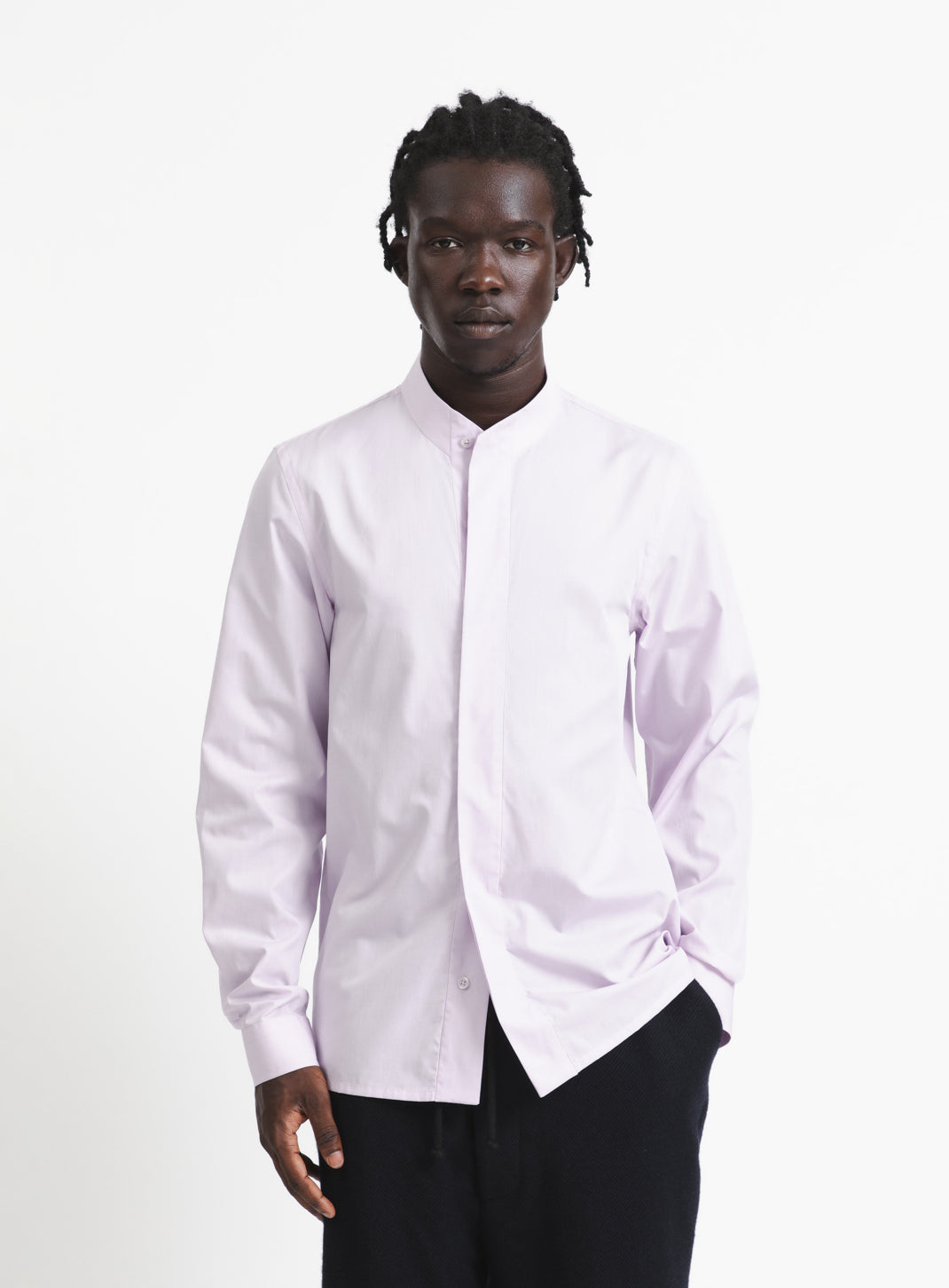 Origami Collar Shirt in Lilac Poplin