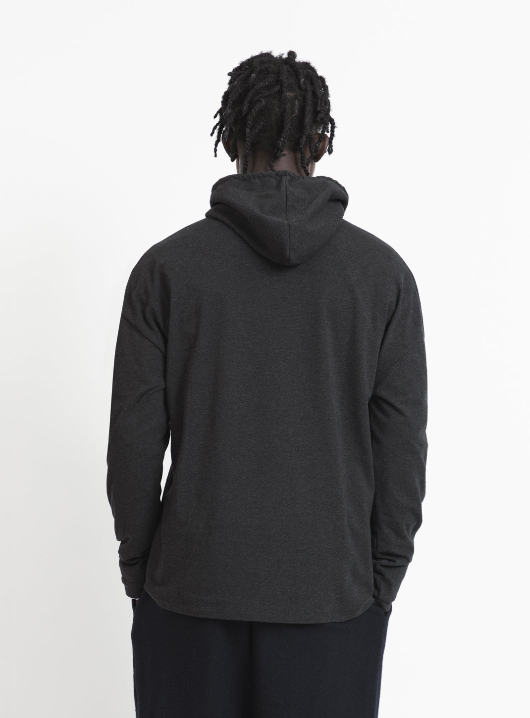 Hooded T-Shirt in Dark Grey Cotton & Elastane