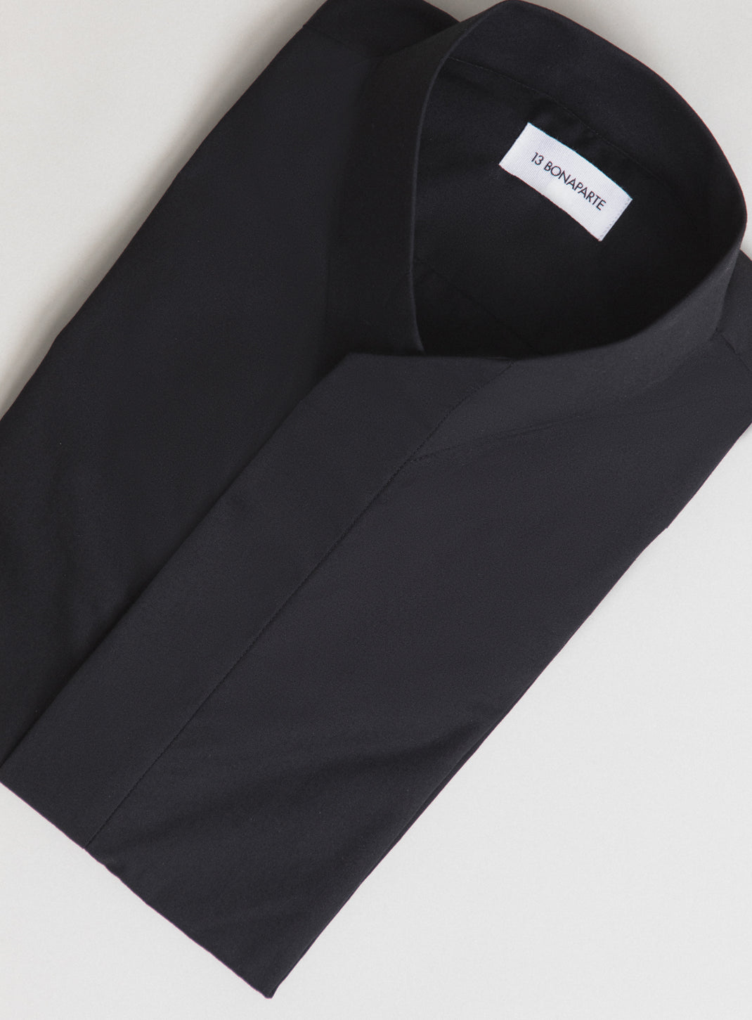 Origami Collar Shirt in Black Poplin