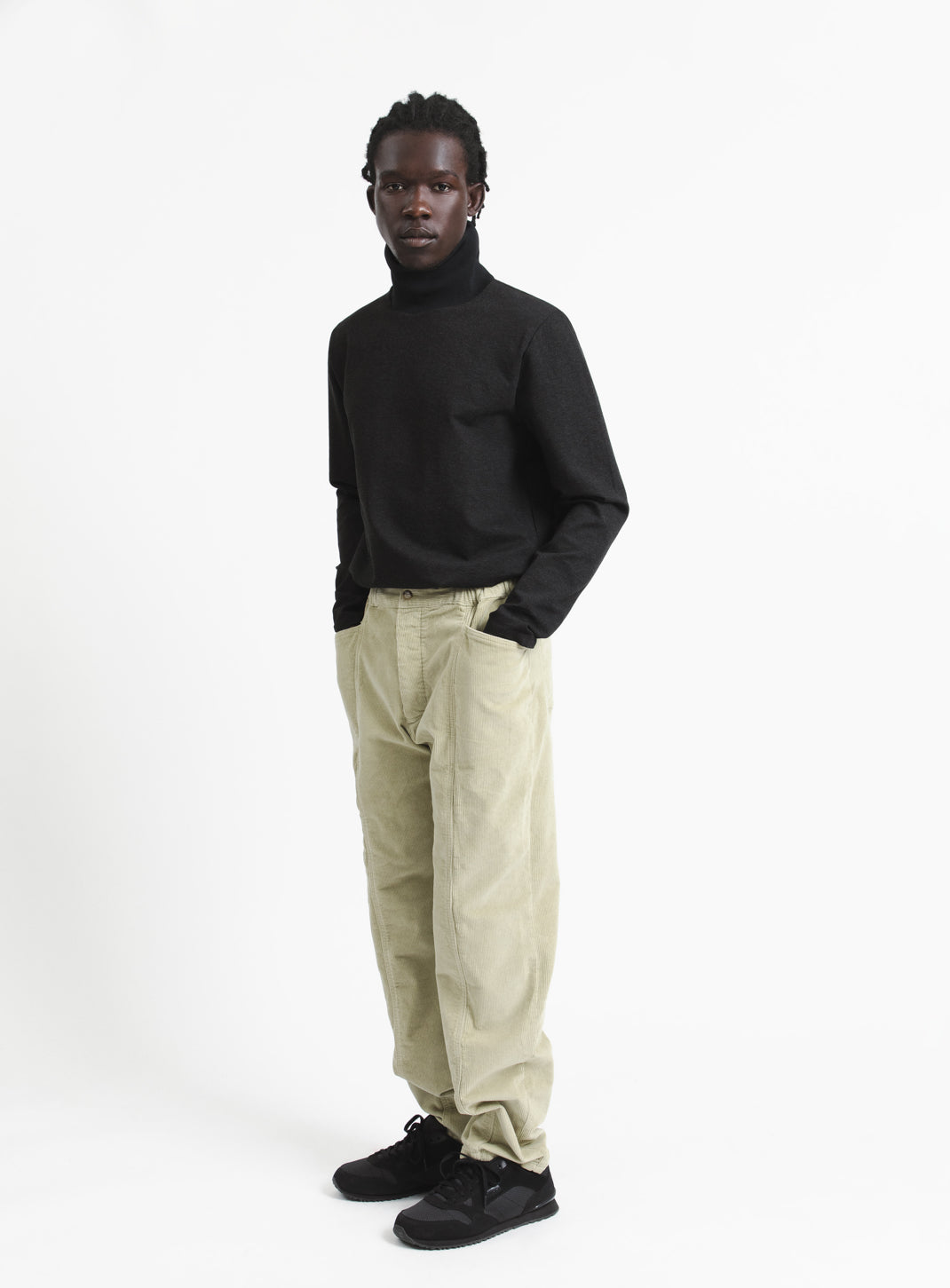 5 Pockets Pants with Front Cuts in Ginger Corduroy