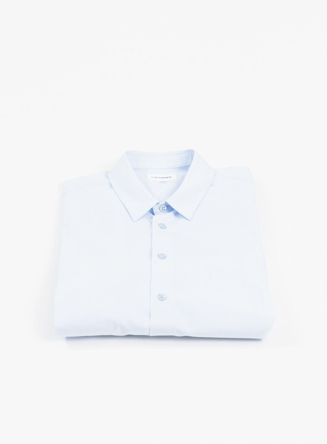 Shirt with Small Collar Stand in Sky Blue End-on-End