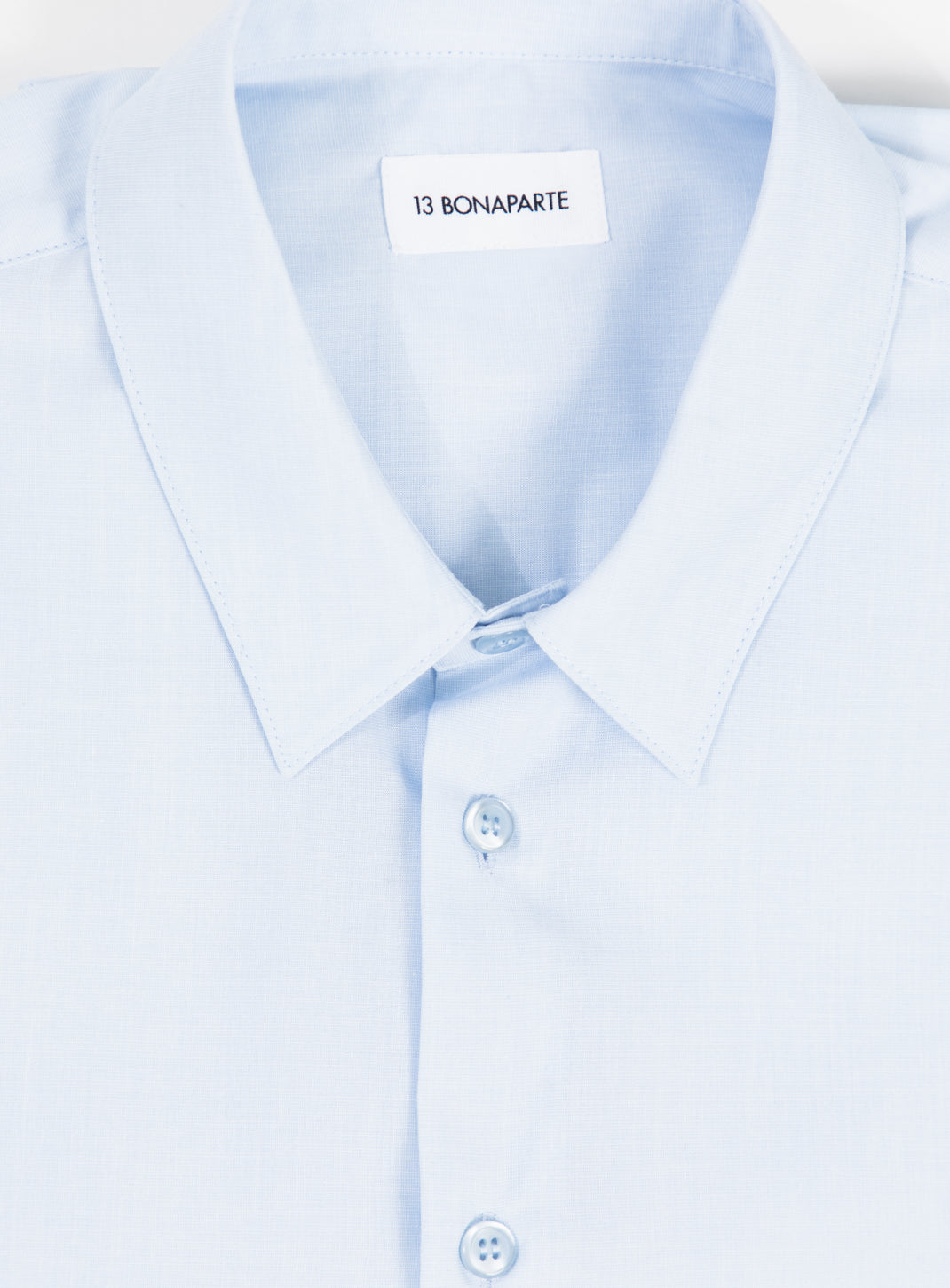 Shirt with Small Collar Stand in Sky Blue End-on-End