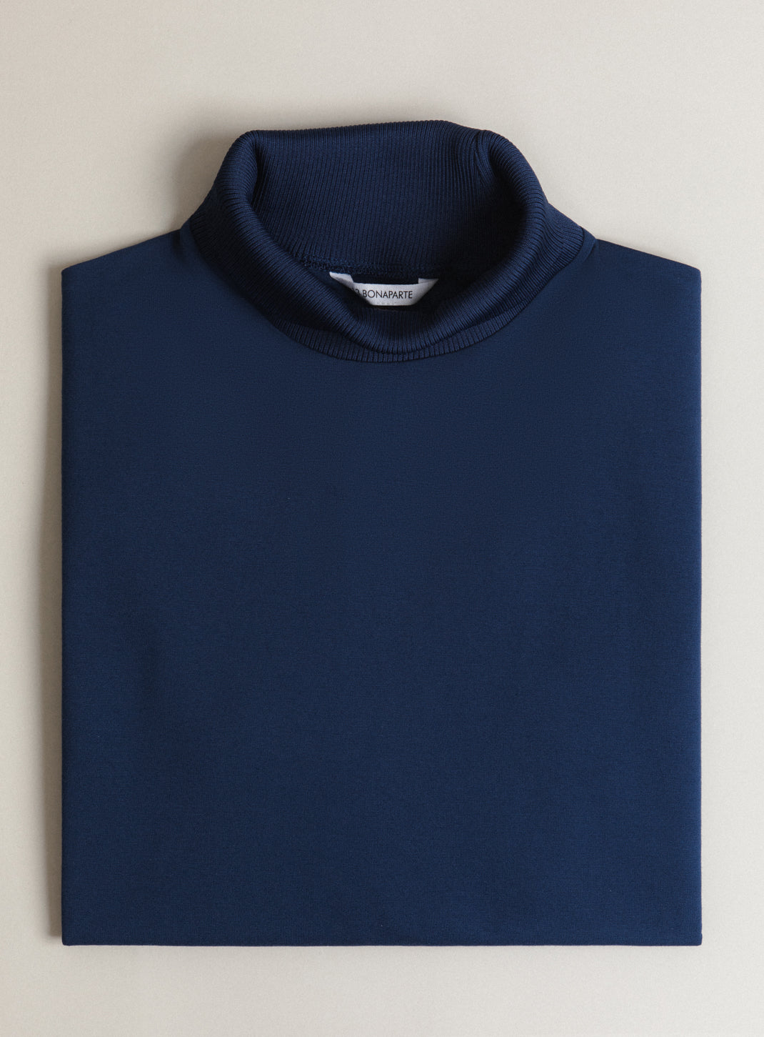 Ribbed High Neck Sweatshirt in Cobalt Blue Technical Knit