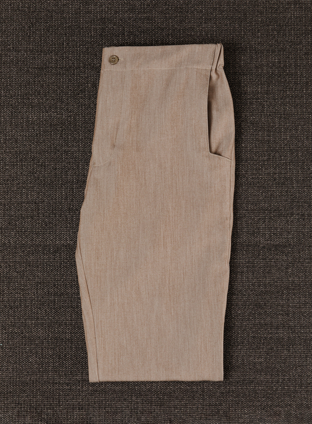 Pants with Notched Pockets in Beige Serge