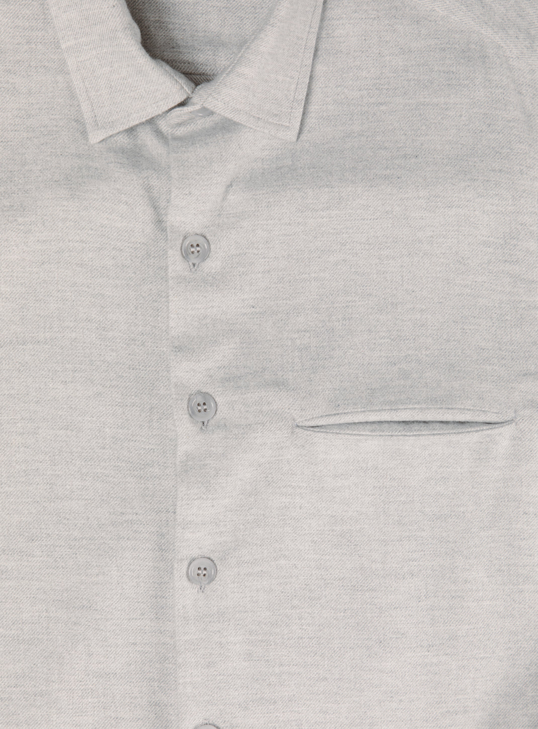 Overshirt with Slit Pocket in Gravel Grey Cotton Flannel