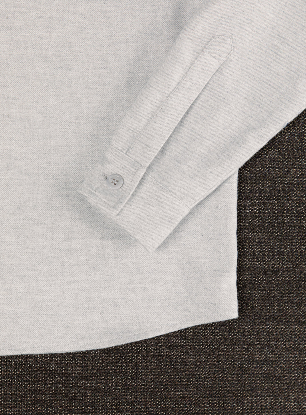 Overshirt with Slit Pocket in Gravel Grey Cotton Flannel