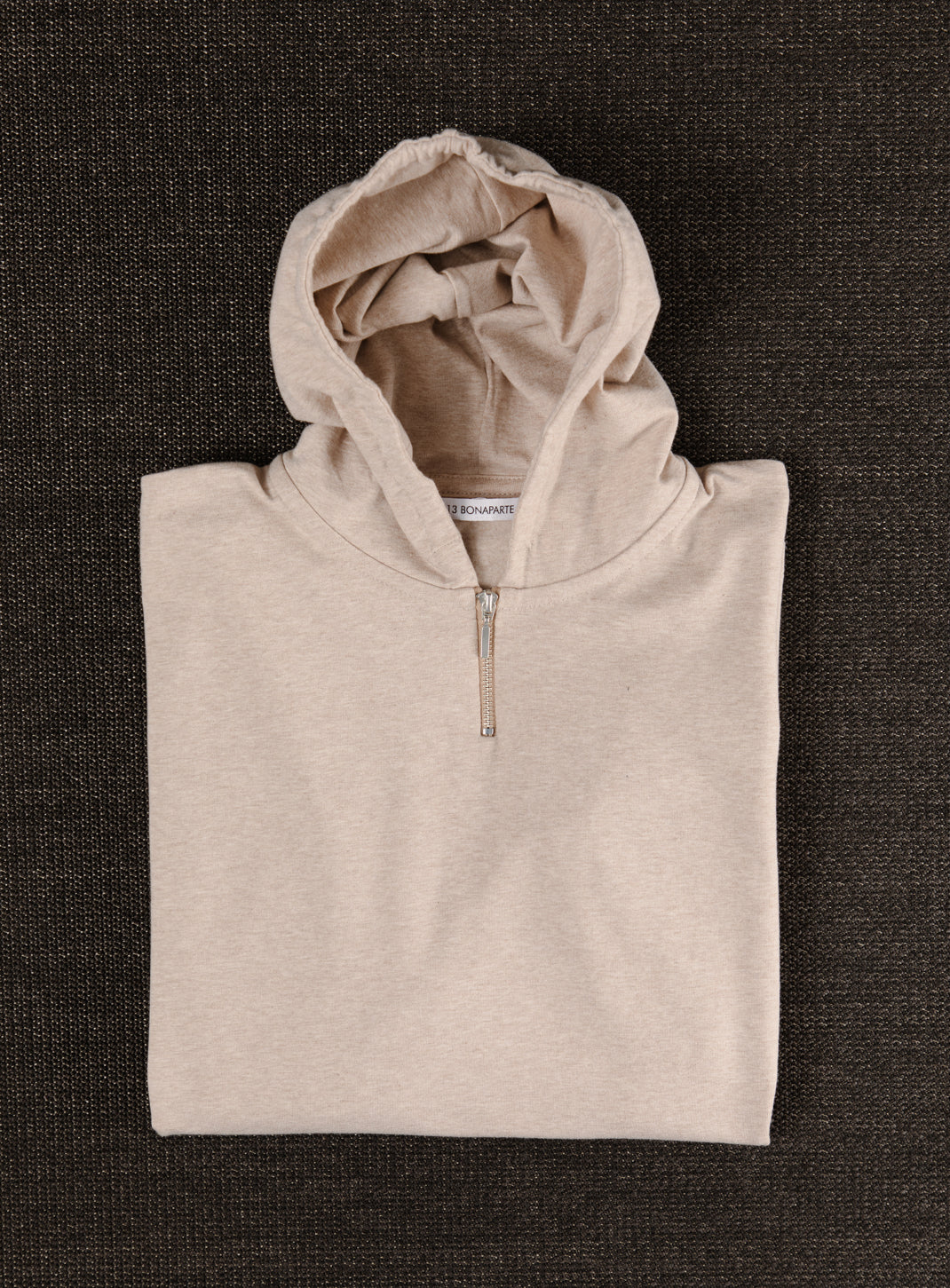Hooded T-Shirt in Heather Beige Cotton & Elastane