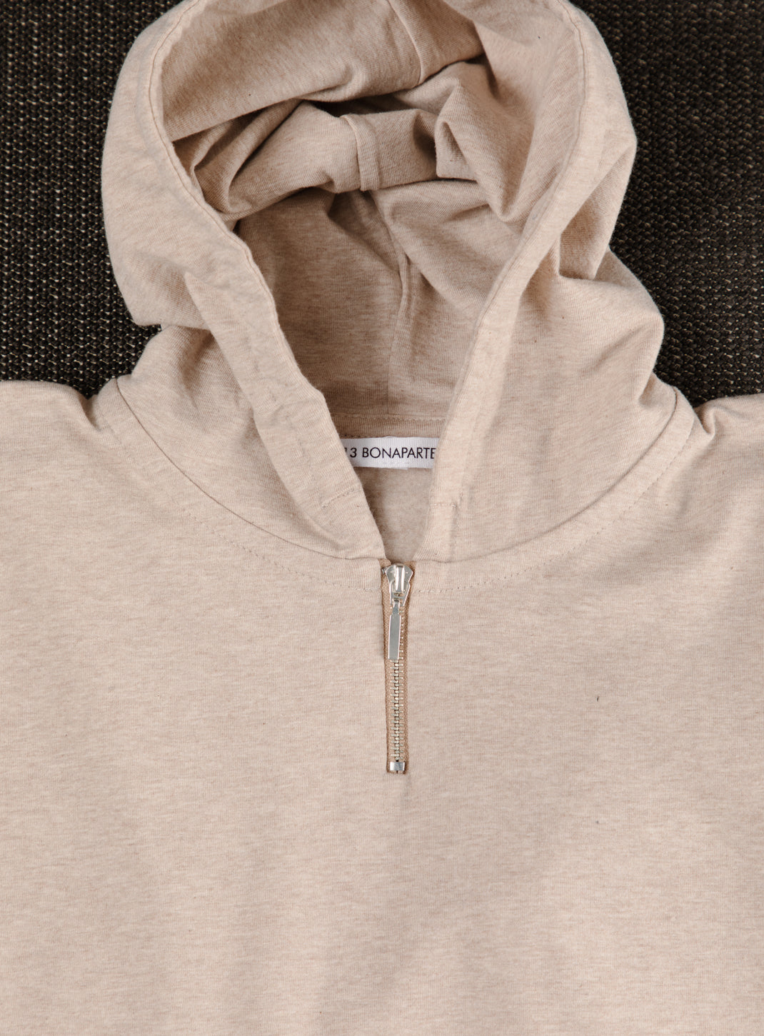 Hooded T-Shirt in Heather Beige Cotton & Elastane