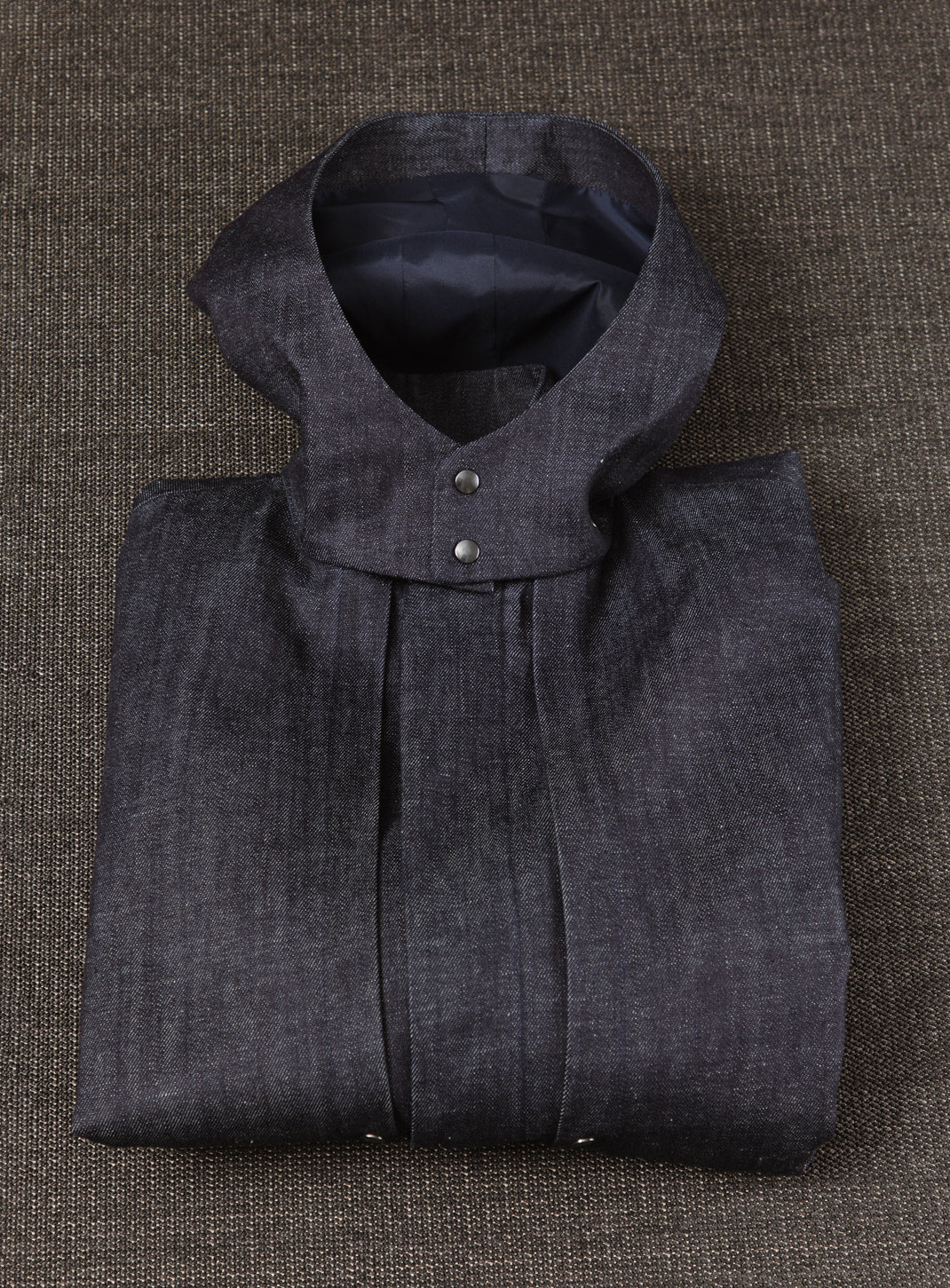 Multi Pockets Flapped Parka in Raw Blue Denim
