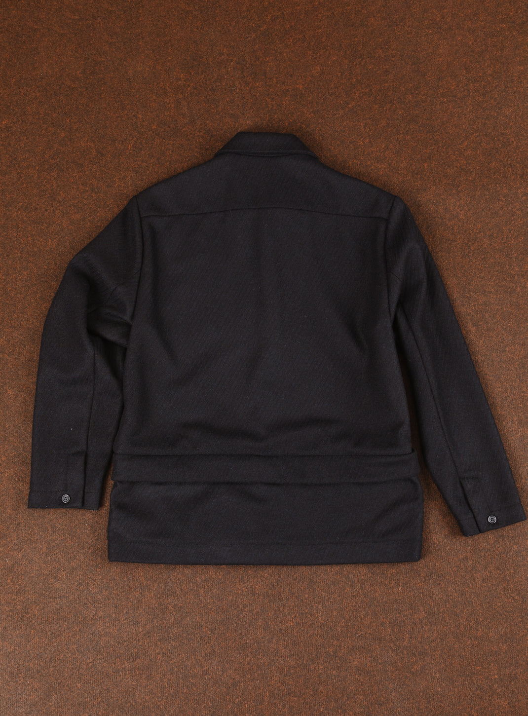 Jacket with Zipped Flap Pockets in Navy Blue Wool & Cashmere