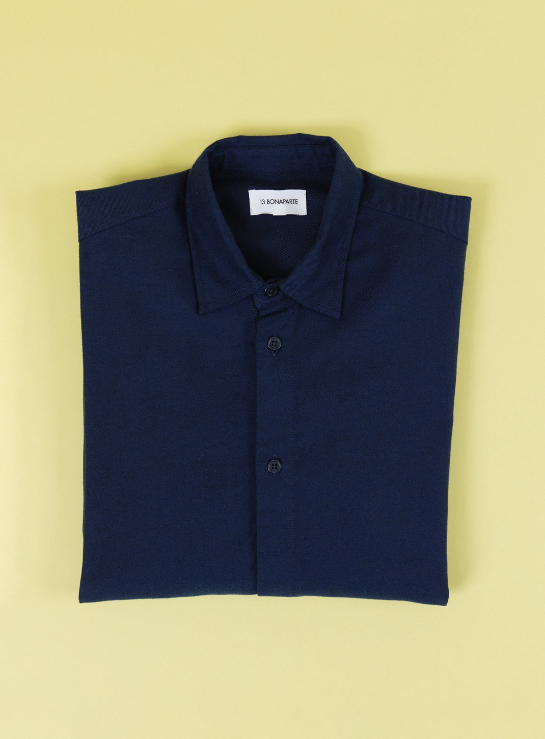 Shirt with Polo Tab in Navy Blue Cotton Flannel