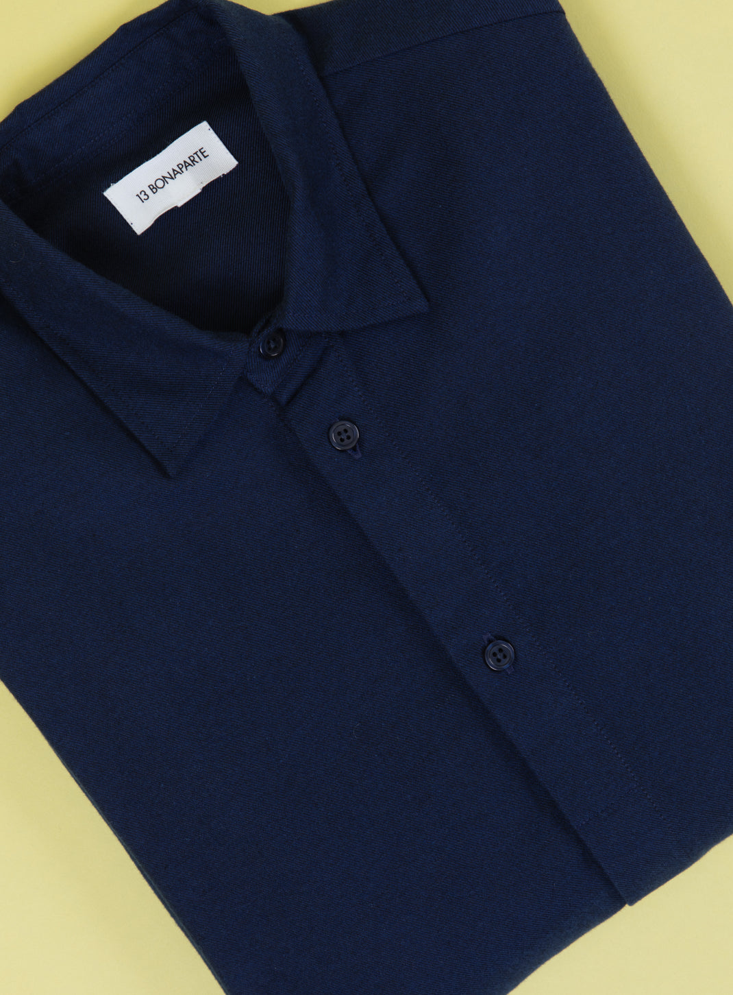 Shirt with Polo Tab in Navy Blue Cotton Flannel