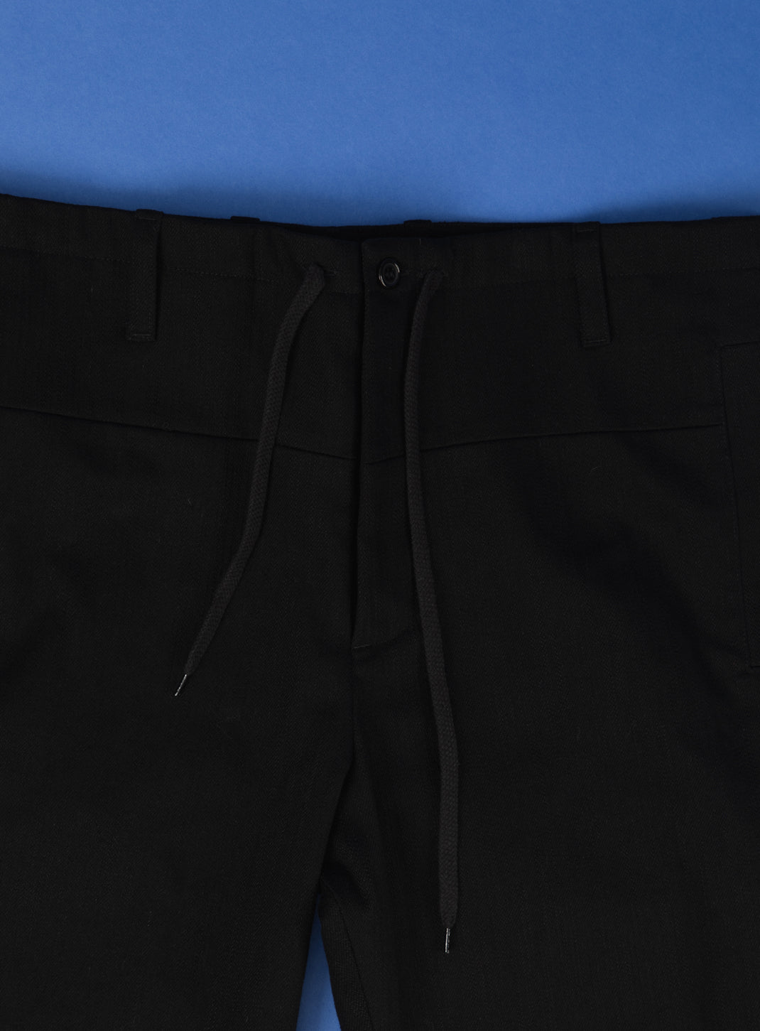 Combat Pants with Laces in Black Weaved Denim