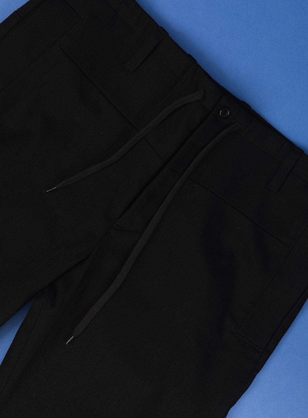 Combat Pants with Laces in Black Weaved Denim