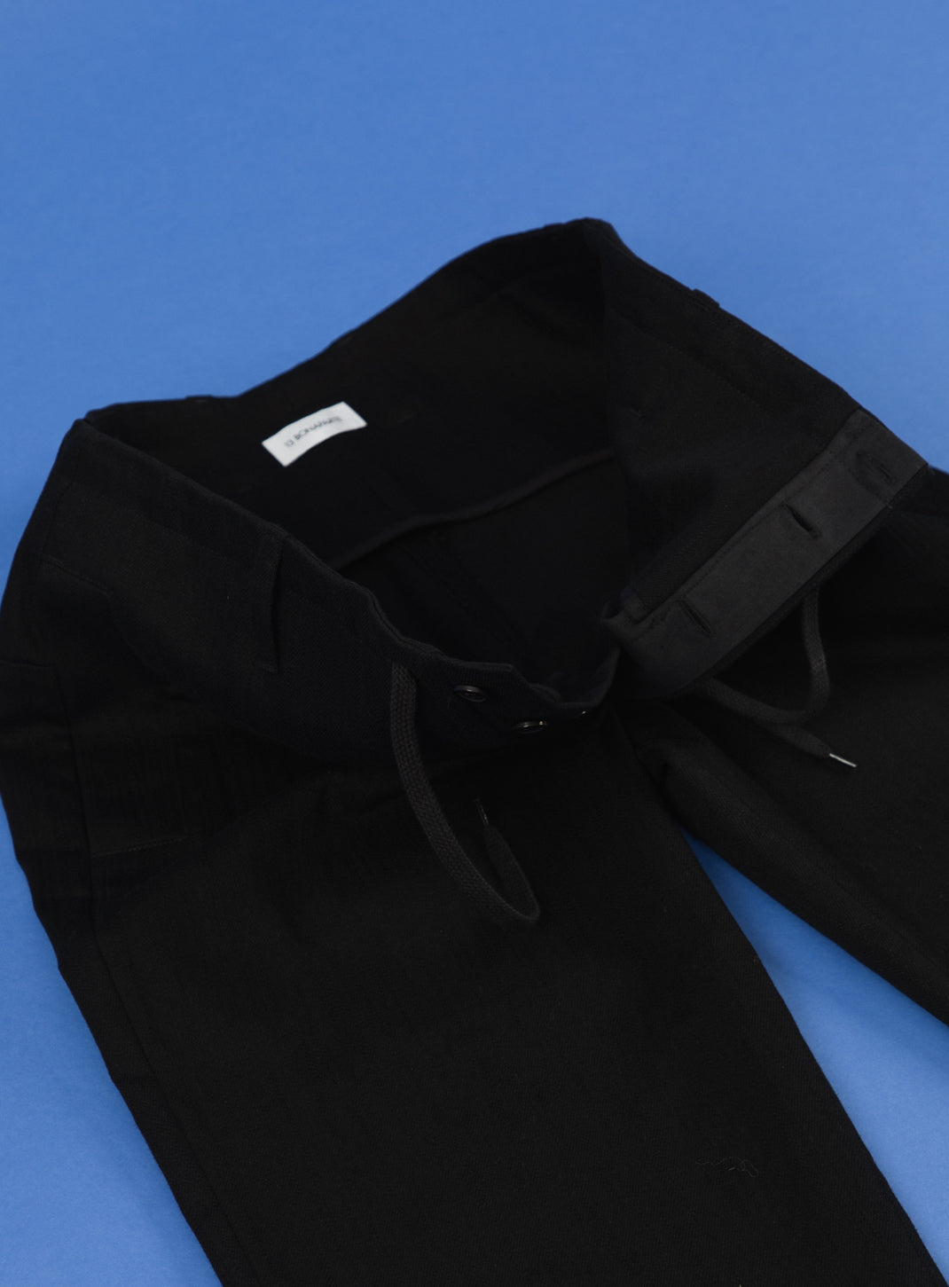 Combat Pants with Laces in Black Weaved Denim