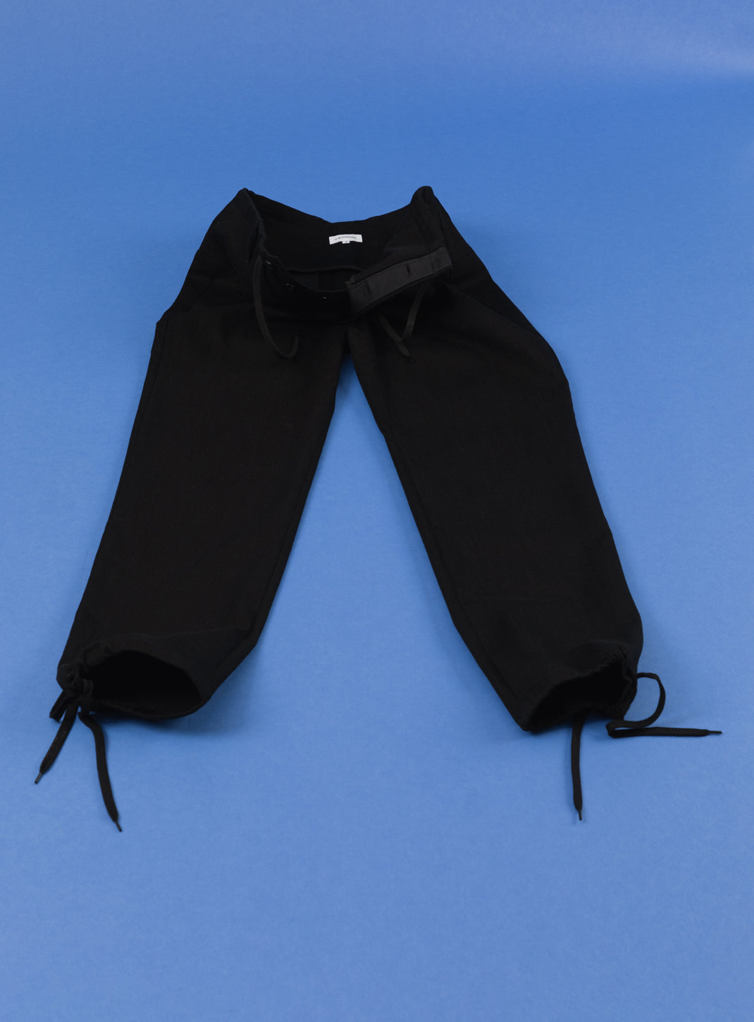 Combat Pants with Laces in Black Weaved Denim