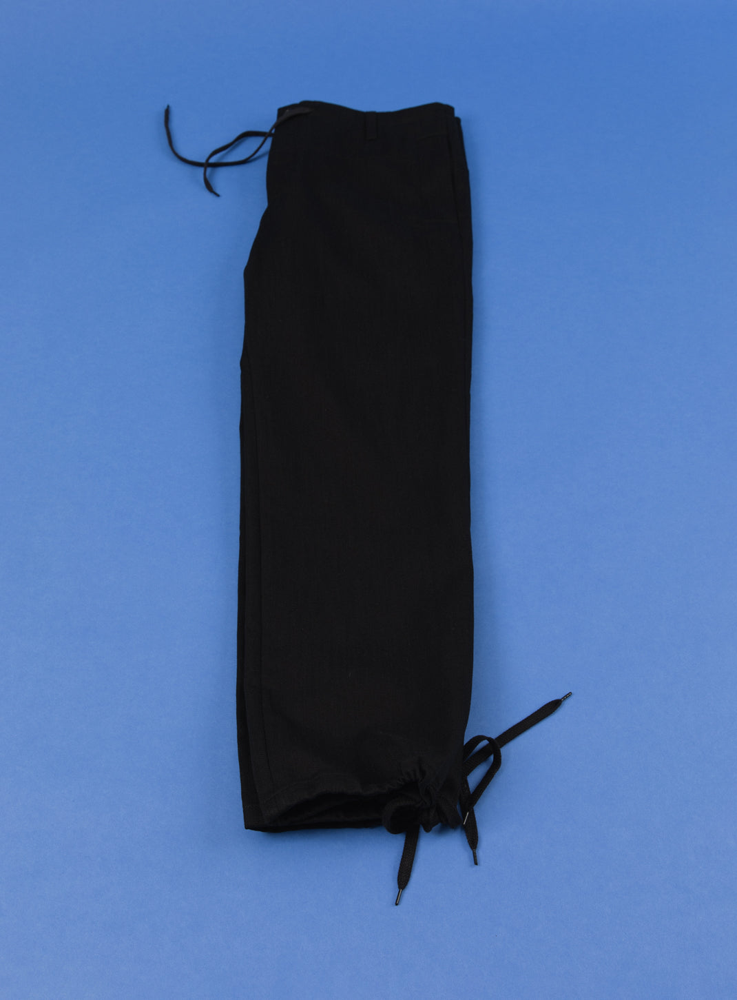 Combat Pants with Laces in Black Weaved Denim