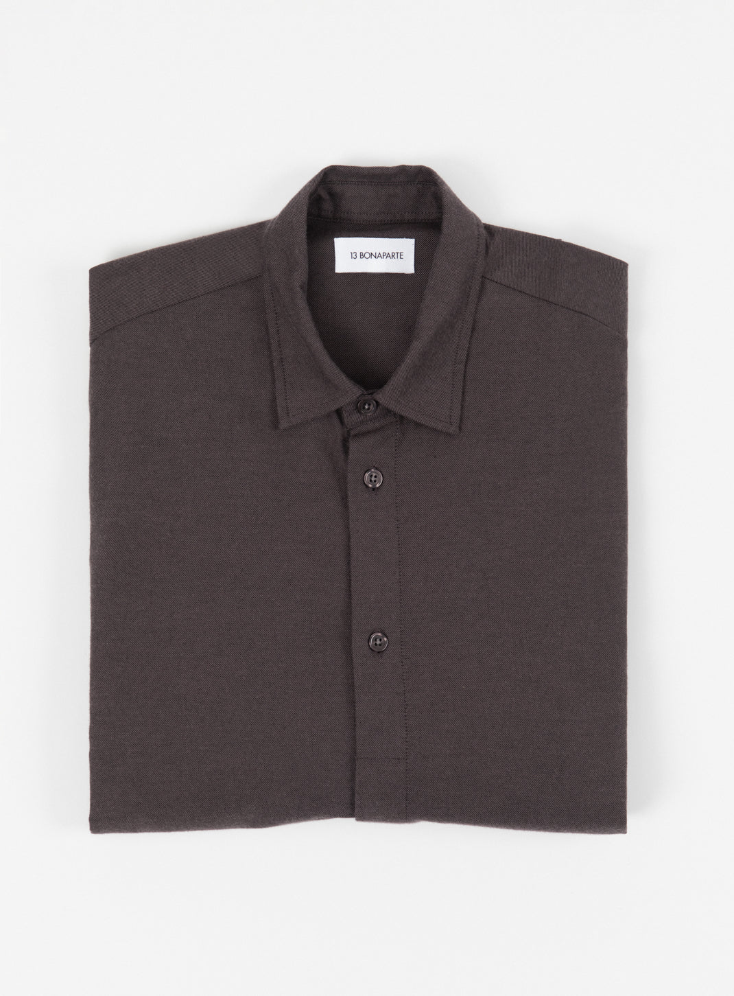Shirt with Polo Tab in Chocolate Cotton Flannel