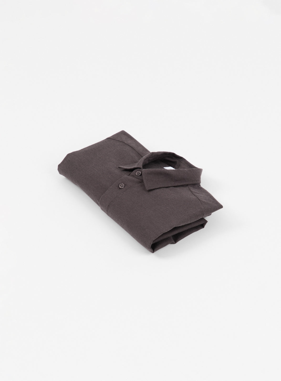 Shirt with Polo Tab in Chocolate Cotton Flannel
