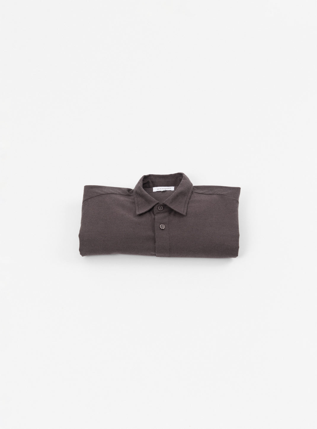 Shirt with Polo Tab in Chocolate Cotton Flannel